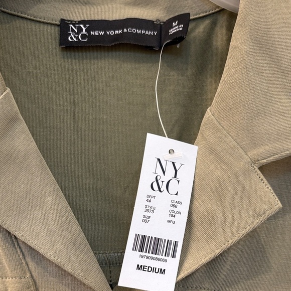 New York & Company Olive Button Down Shirt - Picture 3 of 7